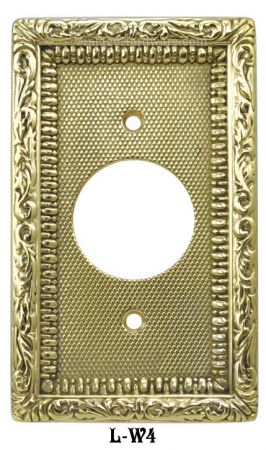 Victorian Decorative Brass Round Plug Cover Plate (L-W4)