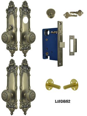 Victorian Double Door Entry Set Rococo Yale Pattern (L15DBS2)