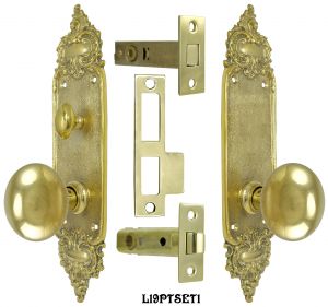Louis Style Door Plate Passage Set with Locking Turnlatch (L19PTSET1)