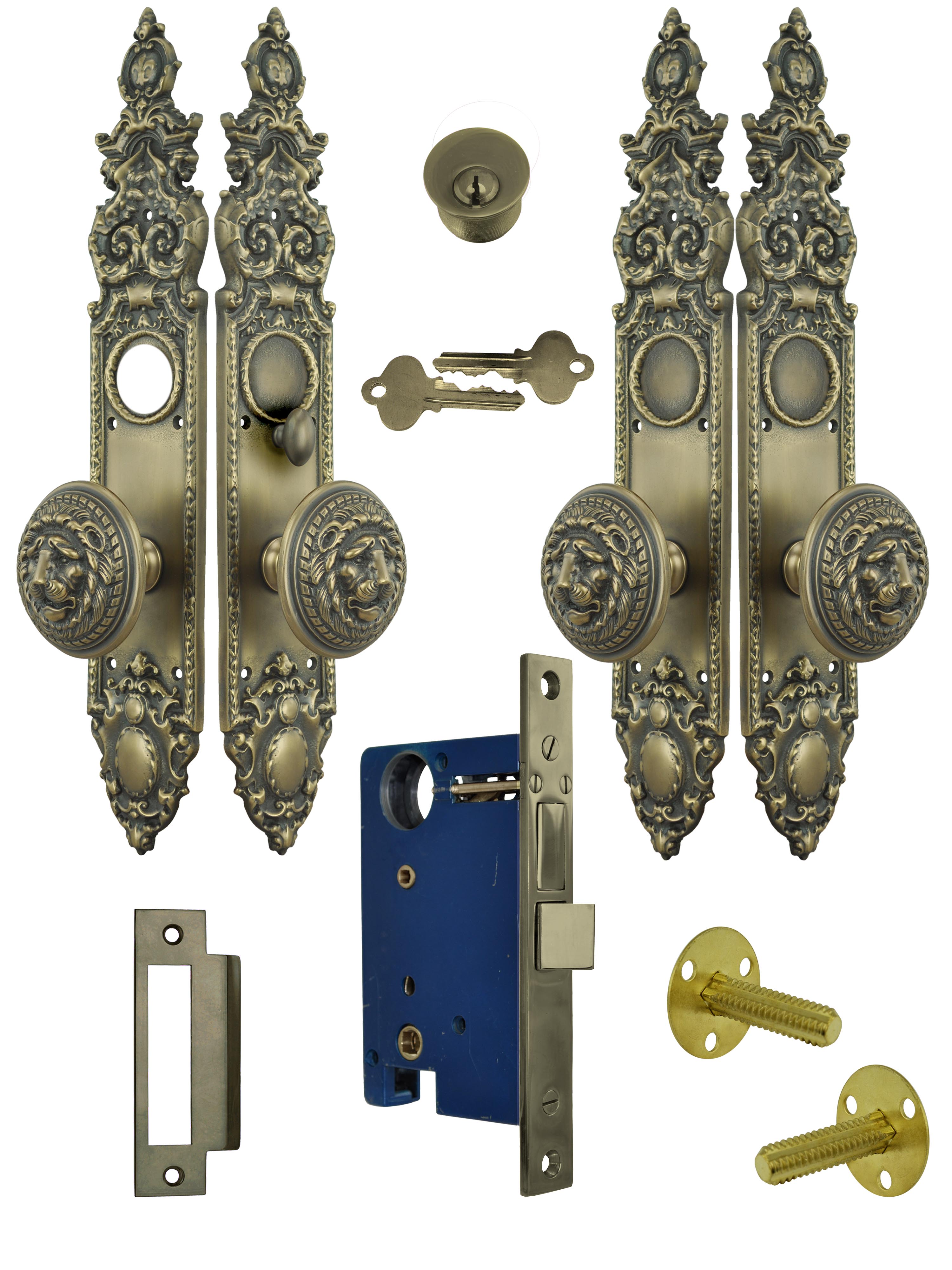 Details about   Antique Huge Gothic Door Handles and Backplates 