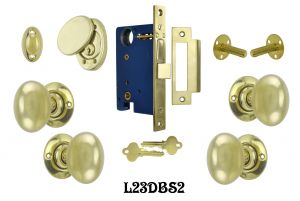Contemporary Double Door Entry Set With Solid Brass Knobs(L23DBS2)