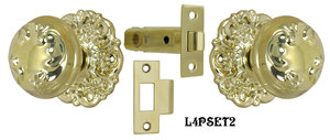 Solid Brass Floral Design Tubular Passage Door Set (L4PSET2)