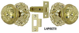 Solid Brass Floral Design Tubular Passage Door Set (L4PSET3)