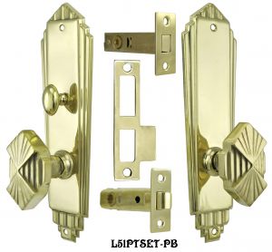 Art Deco Interior Privacy Door Set with Tubular Latch and Deadbolt (L51PTSET)