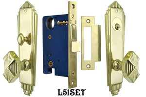 Art Deco Door Plate Entry Mortise Set (L51SET)