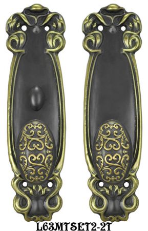 Art Nouveau Door Plate Set with Locking Turnlatch Mortise (L63MTSET2)