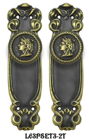 Art Nouveau Passage Door Plate Set (L63PSET3)