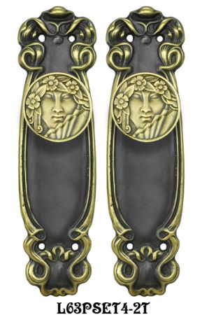 Art Nouveau Passage Door Plate Set (L63PSET4)