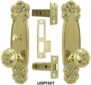 Art Nouveau Door Plate Passage Set with Locking Turnlatch (L63PTSET)
