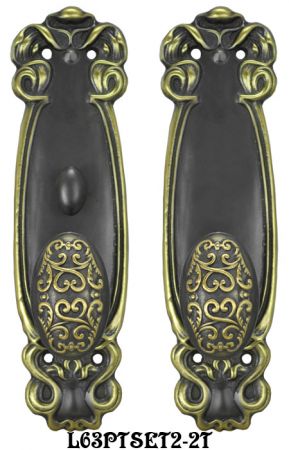 Art Nouveau Door Plate Passage Set with Locking Turnlatch (L63PTSET2)