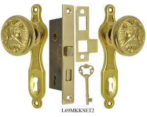 Narrow Backset French Door Set with North Wind Knobs (L69MKKSET2)