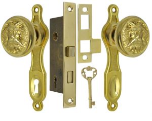 Narrow Backset French Door Set with North Wind Knob (L69MKSET2)