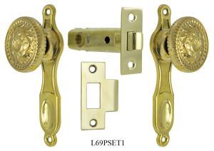 Narrow Door Plate Passage Set with Fancy Victorian Knob (L69PSET1)