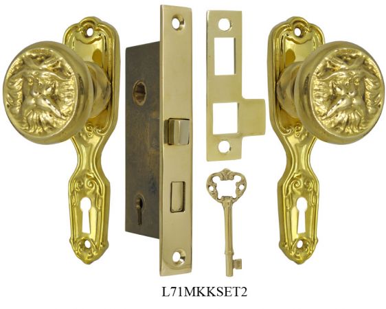 Narrow Backset French Door Set with North Wind Doorknobs (L71MKKSET2)