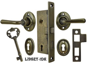 Narrow Lock Set with Lever Handles for Small Backset Doors (L79SET-1PB)