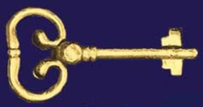 3 1/8 Antique Brass Plated Skeleton Key With Triple Notched Bit