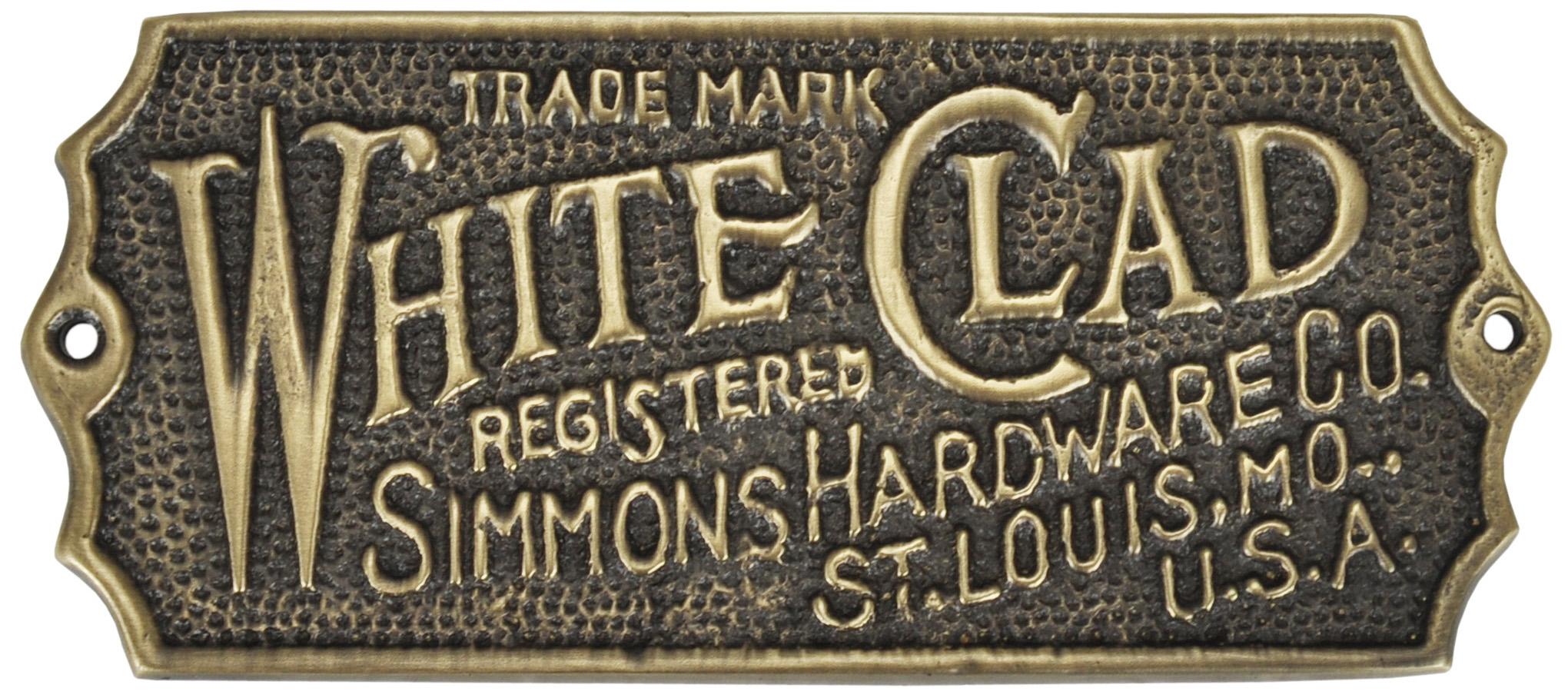 2 Solid Cast Brass White Clad Ice Box Label 