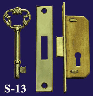 Full Mortise Lock Skeleton Key 1-1/2 X 1 right antique vintage