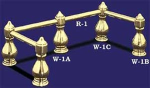 Brass Gallery Rail Large End Post (W-1B)