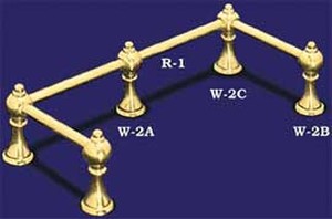 Brass Gallery Rail Small Corner Post (W-2C)