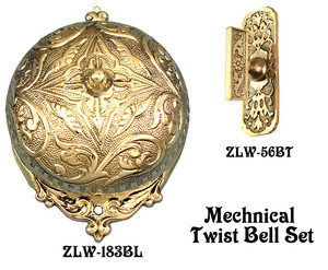 Recreated Interior Mechanical Victorian Twist Doorbell SET (Z183S4-PB)