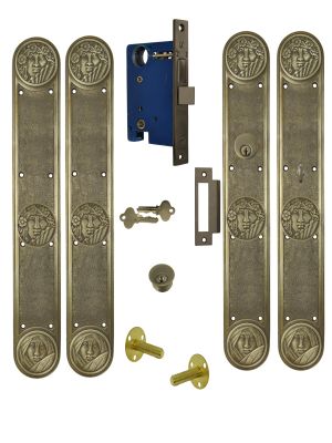 Art Nouveau Recreated Lady Face Double Door Entry Set (Z205DBS)