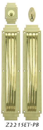 Art Deco Large Handle Pull DeadBolt Entry Set (Z221SET-PB)