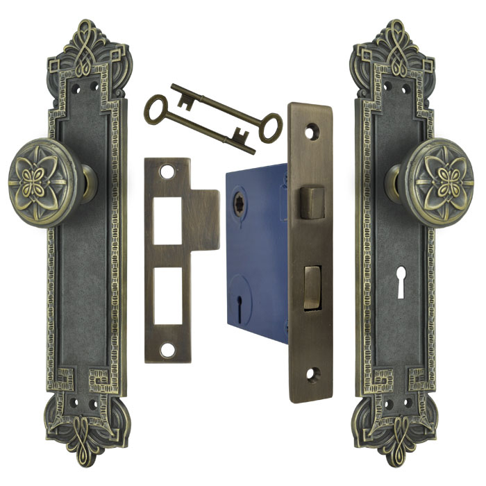 Vintage Hardware & Lighting Gothic Byzantine Door Plates Set with