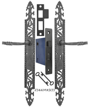 Cast Iron Door Plate Set with Locking Keyed Mortise (Z344MKSET1)