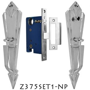 Art Deco Door Plate Entry Mortise Set (Z375SET1-NP)