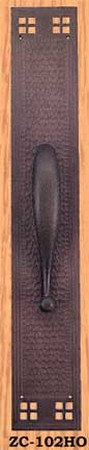 Arts & Crafts Hammered Copper Handle-Only Door Plate Pacific Pattern 21" Tall (ZC-102HO)