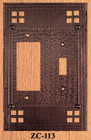 Arts & Crafts Copper Rocker & Switch Plate Pacific Pattern (ZC-113)