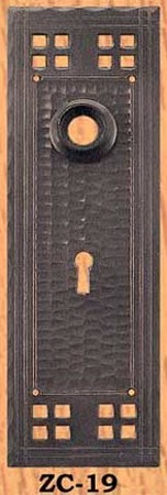 Arts & Crafts Hammered Copper Door Plate Pacific Pattern 8" Tall (ZC-19)