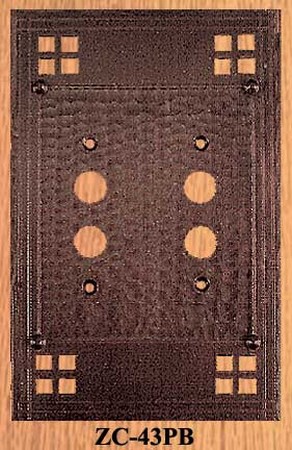 Arts & Crafts Double Push Button Switch Plate Pacific Pattern (ZC-43PB)