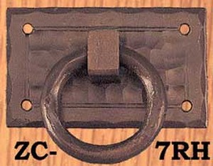 Arts & Crafts Small Copper Ring Pull Handle Field Pattern (ZC-7RH)