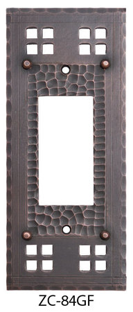 Arts & Crafts Copper Single GFI or Rocker Switch Plate Pacific Pattern (ZC-84GF)