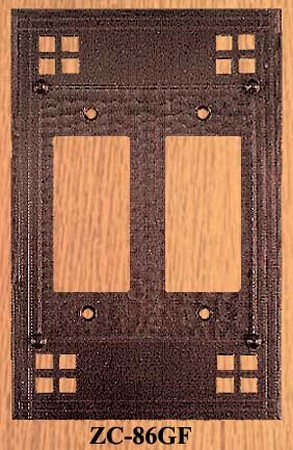 Arts & Crafts Double GFI Or Rocker Switch Plate Pacific Pattern (ZC-86GF)