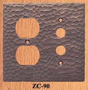 Arts & Crafts Copper Plug & Push Button Switch Plate (ZC-90)