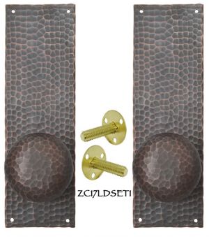 Arts & Crafts Hammered Copper Door Plate Low Knob Dummy Set (ZC17LDSET1)