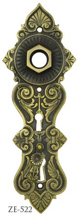 R&E Recreated Long Stylized Floral Door Plate Circa 1870 (ZE-522)