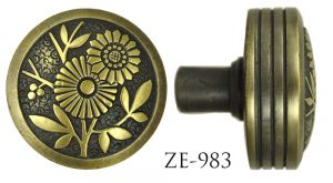 Victorian Aesthetic Japanese Flower Knob Circa 1885 2 3/8" Diameter (ZE-983)