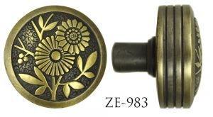 Victorian Aesthetic Japanese Flower Knob Circa 1885 2 3/8