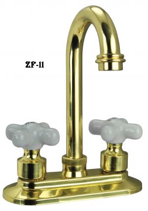 Brass Wet Bar Sink Faucet with Porcelain Hot and Cold Knobs (ZF-11)