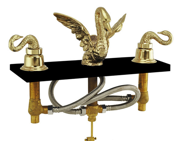 Vintage Hardware & Lighting - Bathroom Widespread Swan Faucet Set
