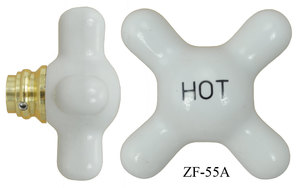 Small Porcelain Sink Handle Cross Handle Hot (ZF-55A)