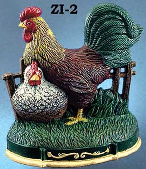 Cast Iron Door Stop Rooster & Hen (ZI-2)