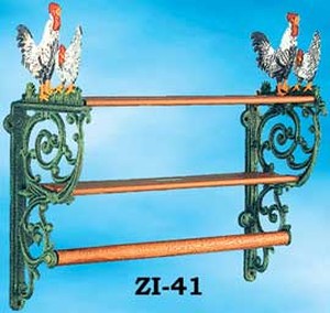 Farmhouse Cast Iron Rooster Kitchen Shelf (ZI-41)