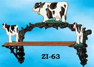 Rustic Cast Iron Bull Motif Small Shelf (ZI-63)