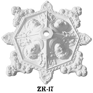 Recreated Victorian Female Faces & Flowers Plaster Ceiling Medallion 35" Diameter (ZK-17)