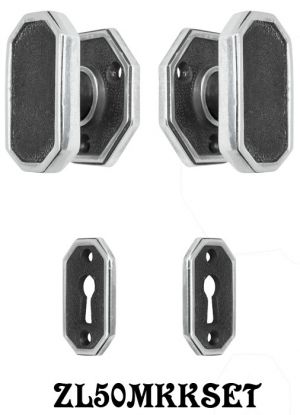 Art Deco or Modern Octagonal Door Set with Locking Keyed Mortise (ZL50MKKSET)